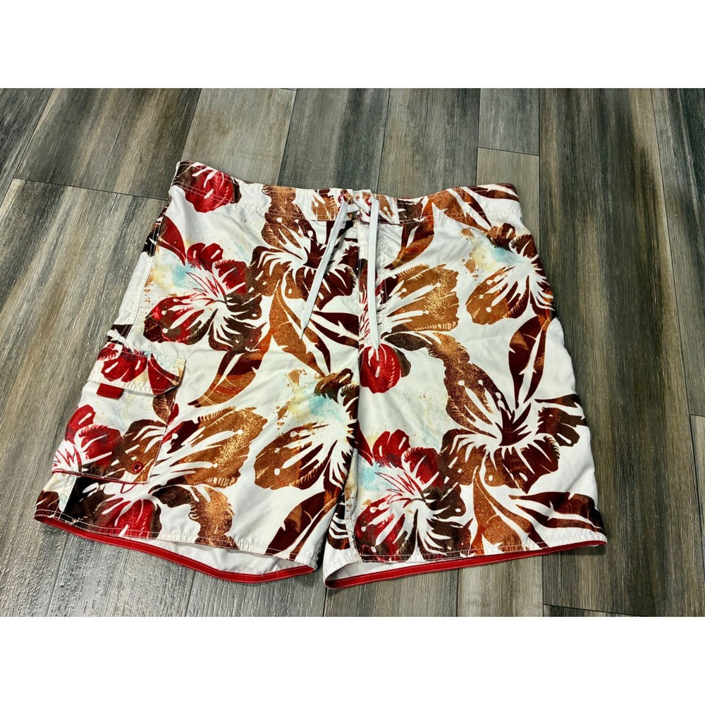Breakwater Y2K Hawaiian Floral Swim Trunks Board Shorts Tropical Surf XL - Picture 5 of 8
